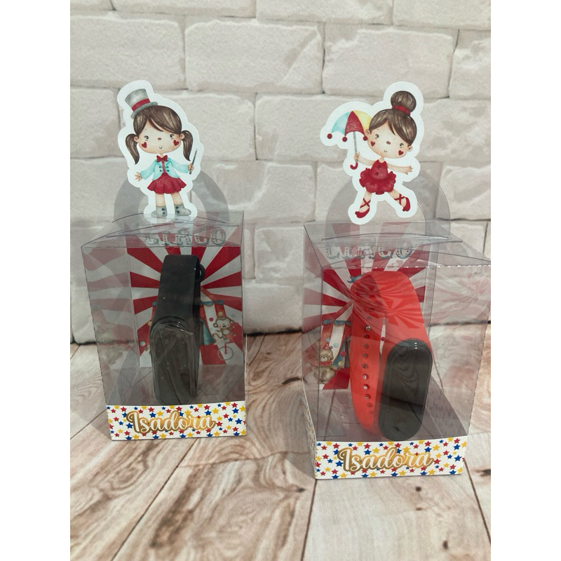 Caixinha acetato/ lembrancinha COM RELÓGIO DIGITAL personalizados