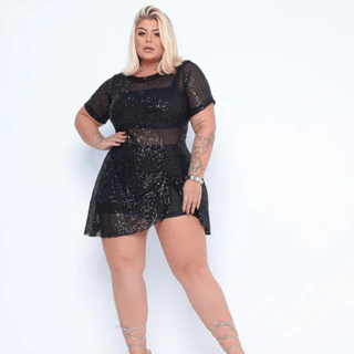 Vestido Balada Paetê Plus Size Maravylhosa Curve