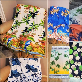 Canga De Praia Com Franjas Multicoloridas Com Variações De Estampas Escolher 100 X 150cm Moda De Praia