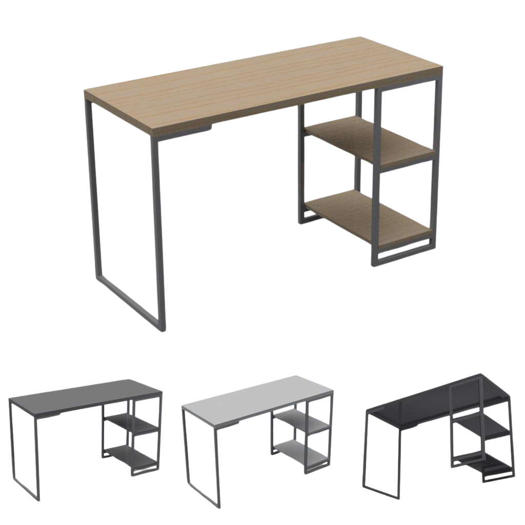 Mesa Escritório Ou Estudos Com Prateleiras e Simples Home Office Industrial Móveis