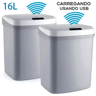 2 Peça 16 Litros Lixeira com Sensor Inteligente Automática banheiro