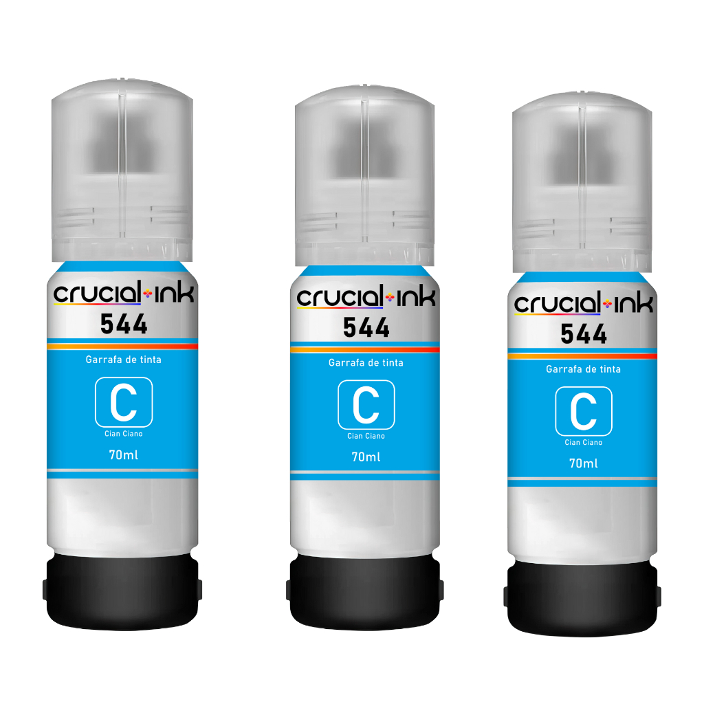 Kit 3 Refil Tinta Azul P/ Uso Epson T544 L3250 L3210 L3110 L3150 Color ...