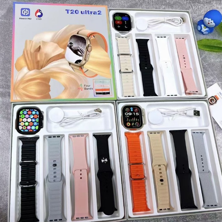(4 Braceletes) 2024 Nova Série 9 Smartwatch T20 Ultra 2 Carga Sem Fio PK T800