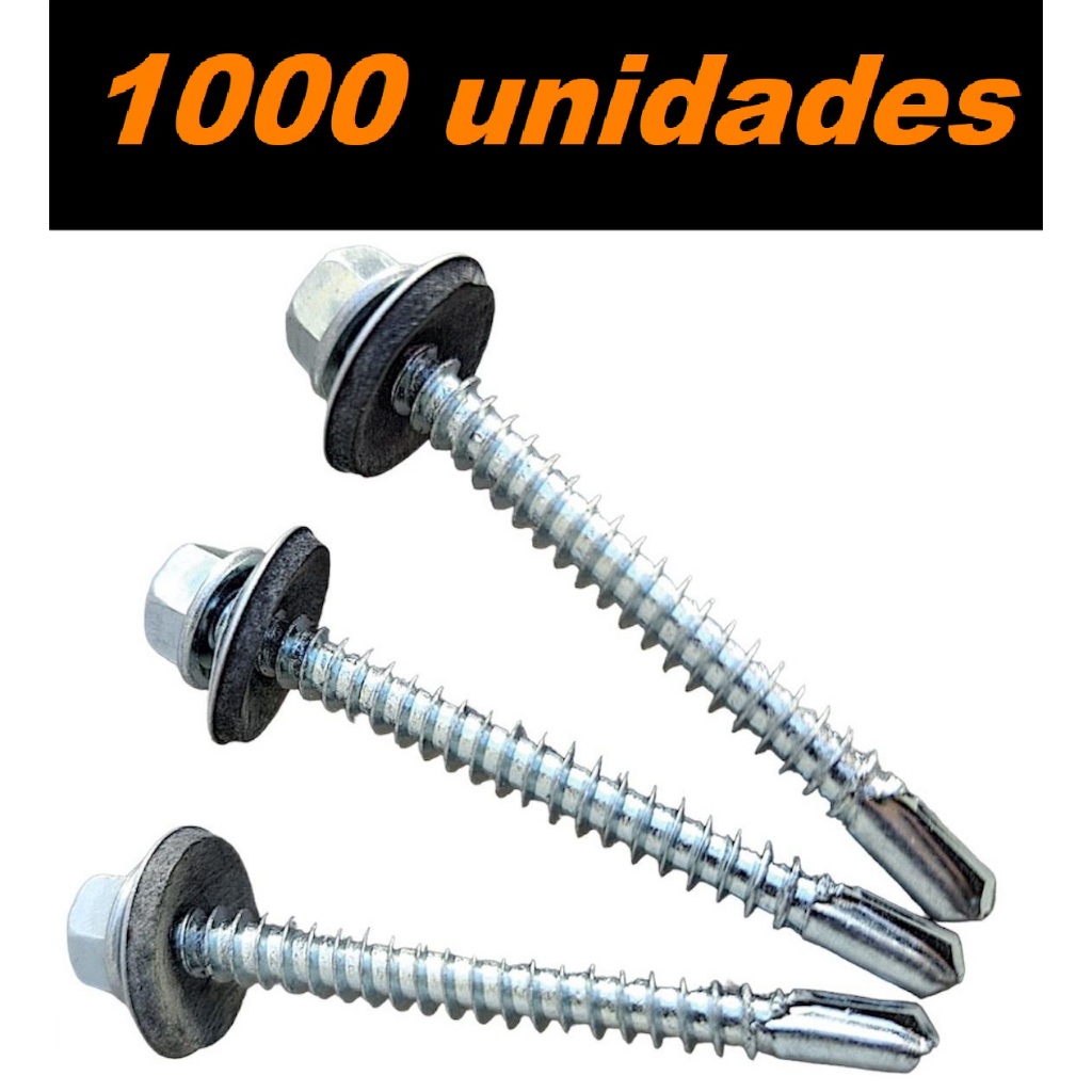 Parafuso Auto Brocante Telha com Vedação 12x2 (5,5x50mm) 1000 Pçs ...