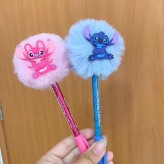 caneta personalizada do Stitch e Angel com glitter