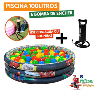Piscina Infantil 100 Litros para Criança Bebe + Bomba para Encher infláveis Menina Menino