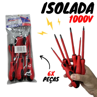 Jogo De Chave Fenda Isolada 1000v Philips 6 Peças Magnetica - Tubarão