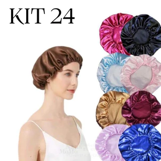 kit 24 unidade touca de cetim anti frizz