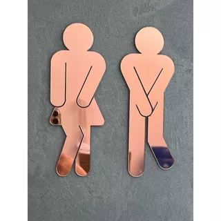 Placa De Sinalização Banheiro Acrílico Espelhado