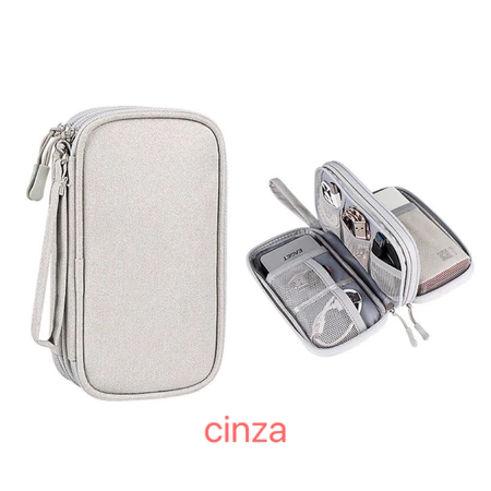Necessaire organizadora bolsa portatil celular cabos fios armanazamento