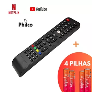 Controle Remoto Compatível Com Philco Smart TV com Pilhas YouTube SmartTV 3D Netflix Youtube DTVi