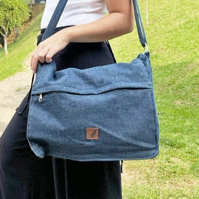Bolsa Unissex de Ombro Transversal Jeans Grande Capacidade/ Faculdade e trabalho