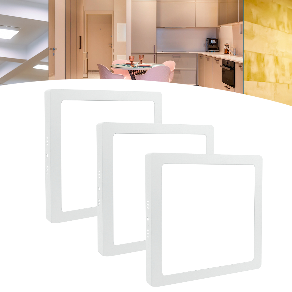 Kit 3 Painel Plafon Led Sobrepor 25w Quadrado Luz Forte
