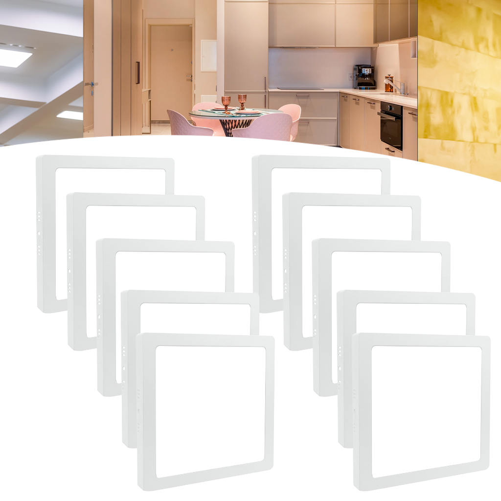 Kit 10 Painel Plafon Led Sobrepor 25w Quadrado Luz Forte