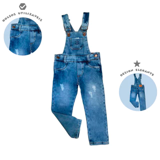 Jardineira Jeans Infantil Menino Masculina Calça