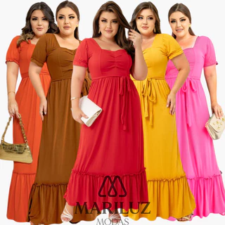 Vestido Longo Festa Com Faixa Plus Size Suede Evangelico Moda Feminina Duas Marias Chique Madrinha