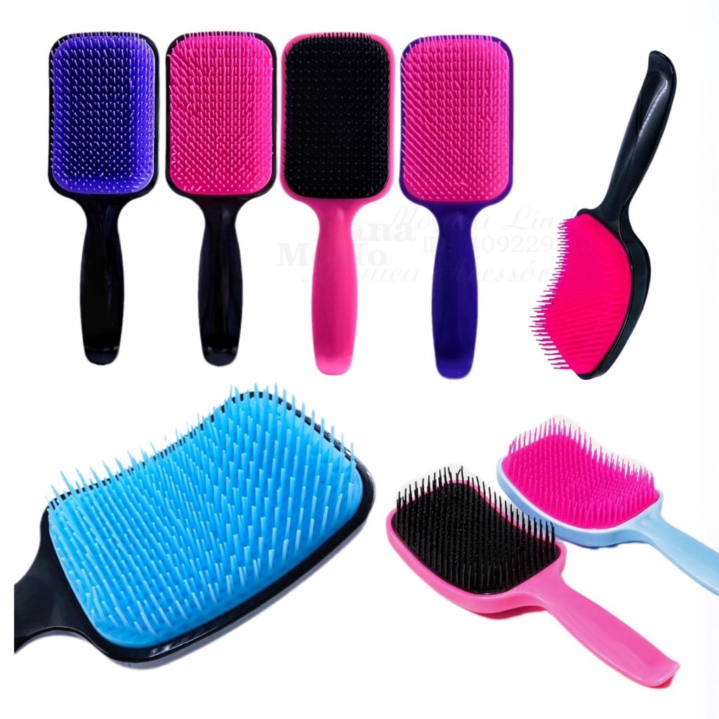 Kit 3 Escova de Cabelo Raquete Flex - Escova Desembaraçadora Raquete ...