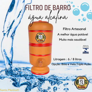 FILTRO DE BARRO 3L - TOTAL DE 6 LITROS COMPLETO - SANTA MARINA
