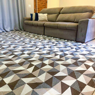 Tapete Jacquard 3,00 m x 2,00 m Antiderrapante Geométrico Sala Escritório Quarto