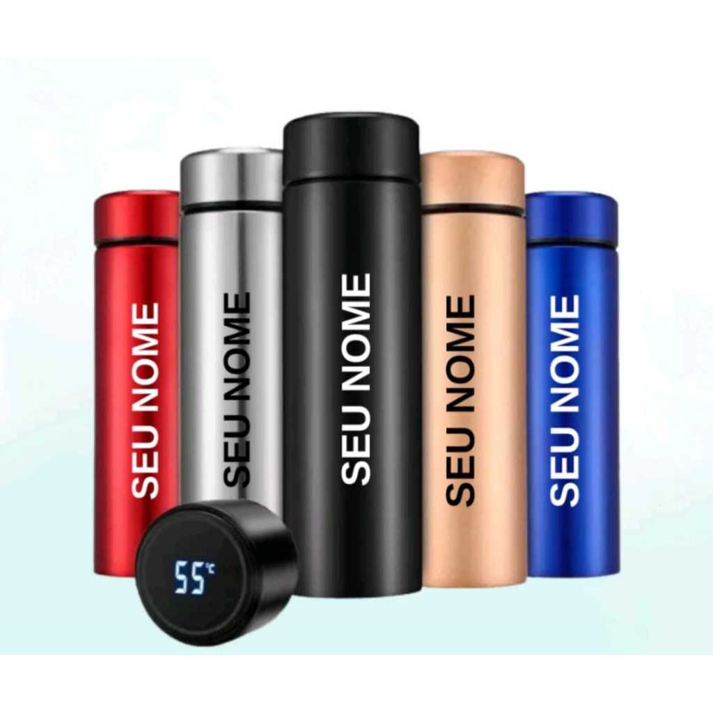 Garrafa Térmica Personalizada Com Seu Nome Inteligente Sensor Temperatura Digital Led Quente Gelado