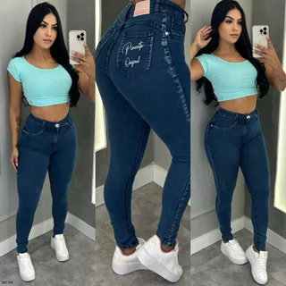 Calça Skinny Sal E Pimenta Jeans Feminina Coladinha Cintura Alta Pimenta Doce