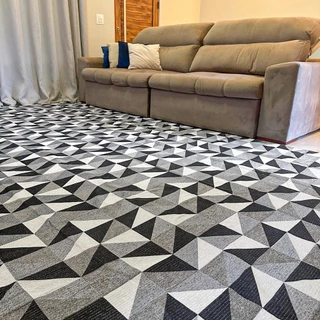 Tapete Jacquard 2,00 m x 3,00 m Antiderrapante Geométrico Sala Escritório Quarto