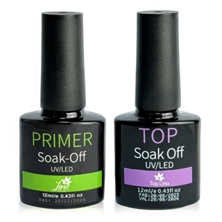Kit Top Coat e Primer Lirió Preparadores Unhas Gel e Fibra Profissional Secagem Rápida Finalizador de Unha
