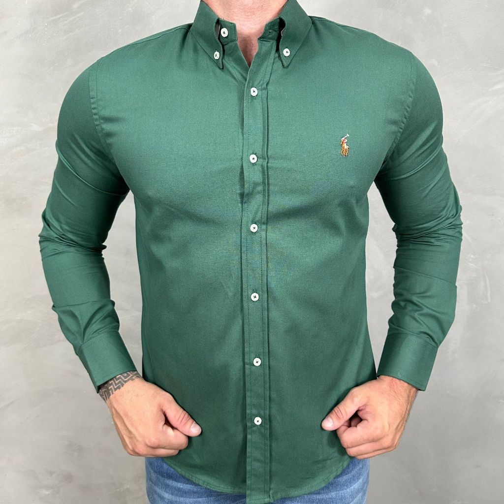 Camisa manga Longa ralph lauren verde azul salmao exclusiva passeios festas