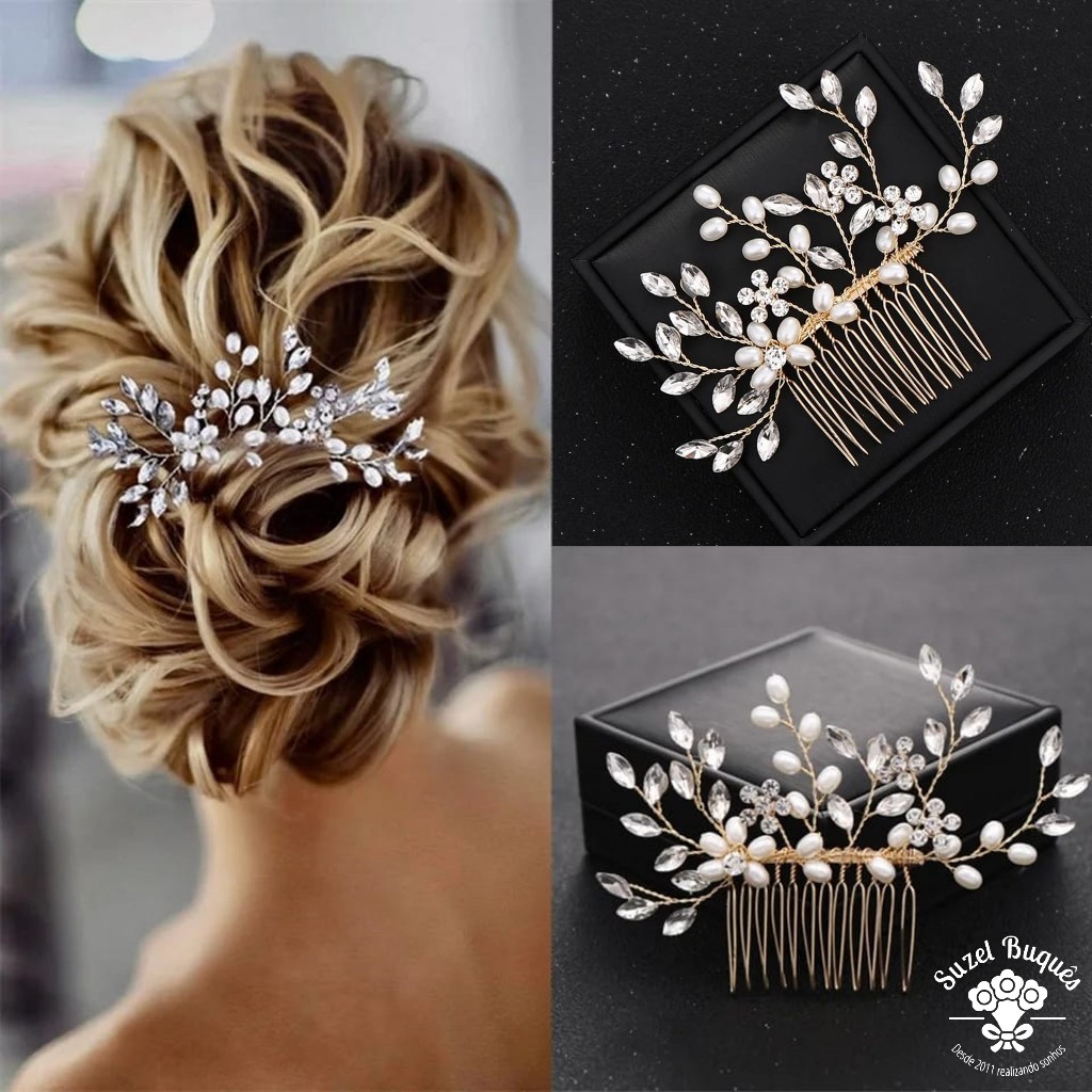 Arranjo de Cabelo Grinalda Noivas Casamentos Festas