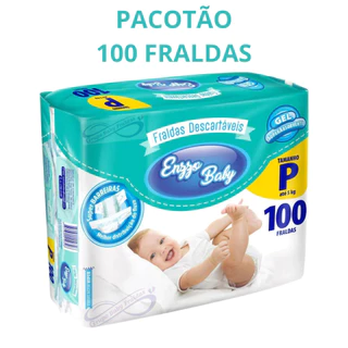Fralda Infantil Enzzo Baby P 100 Unidades Hiper Econômica Pacotão para Criança 00 a 05 KG