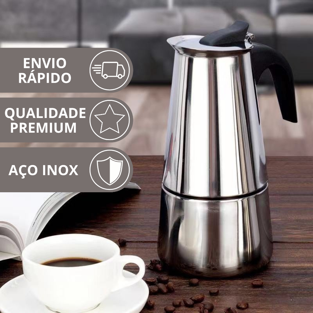 Cafeteira Italiana Moka Premium 4, 6, 9 e 12 xícaras Inox | Shopee