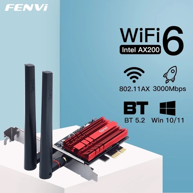 Placa de Rede WiFi IFV-AX200 3000 MBs, 2.4G, 5G , Bluetooth 5.2, PCI, NOVA, Na Caixa