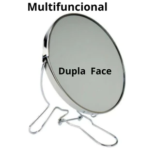 Espelho de mesa duplo com aumento amplia 3x 5" Polegadas aço inox 360ª graus multifuncional