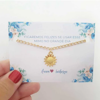 kit pulseira dourada de girassol para casamento