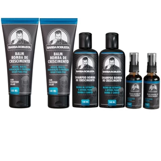 Kit produtos para barba Robusta 2 shampoo, 2 balm, 2 óleos