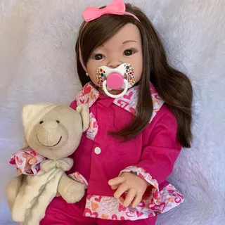 Boneca bebe Reborn cabelo longo Corpo Todo Silicone