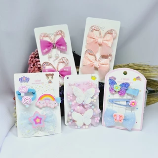 Conjunto de Aproximadamente 20 Presilhas para Cabelo de Meninas - 5 Cartelas com Super Valor