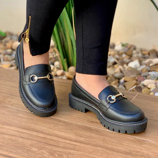 Mocassim Casual Tratorado Sapato Feminino Confortavel Loafer