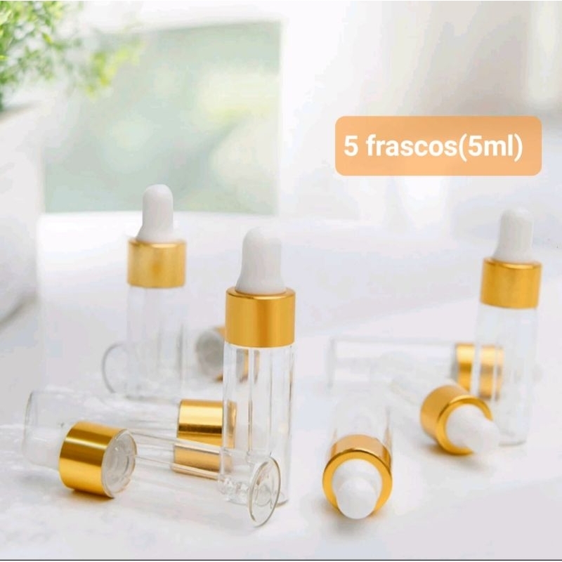 5 frascos conta gotas 5ml de vidro transparente