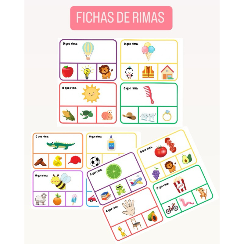 Fichas de rimas-rimando-associação | Shopee Brasil