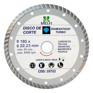 Disco Diamantado Turbo 180mm x 22,23mm Para Esmerilhadeira