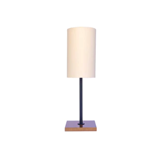 Abajur Luminária De Mesa Cabeceira Base Madeira Cupula Cilíndrica Para Quarto Sala Escritório Decoração