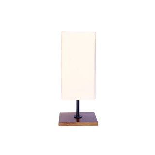 Abajur Luminária De Mesa Cabeceira Indústrial Cúpula Retangular Algodão Cru Estrutura De Ferro Base de Madeira Para Quarto Sala Escritório Decoração