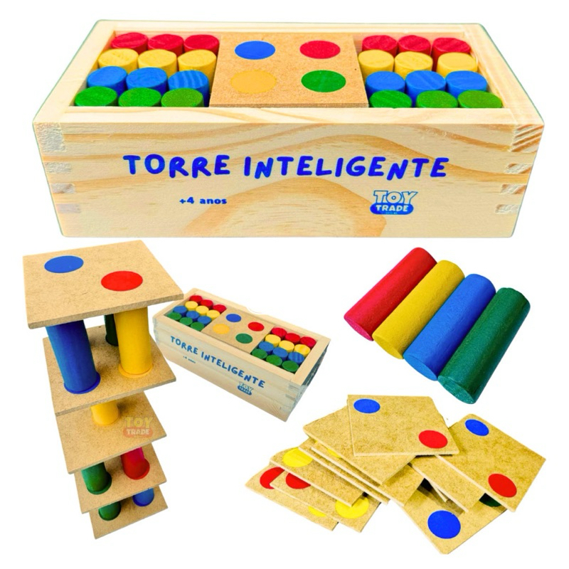 Jogo Torre Inteligente em Madeira Brinquedo Educativo Premium com ...
