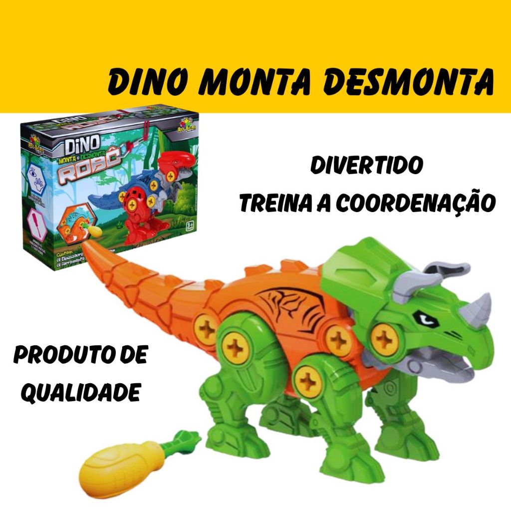 Dinossauro Monta Desmonta Articulado com Ferramenta Brinquedo de Menino