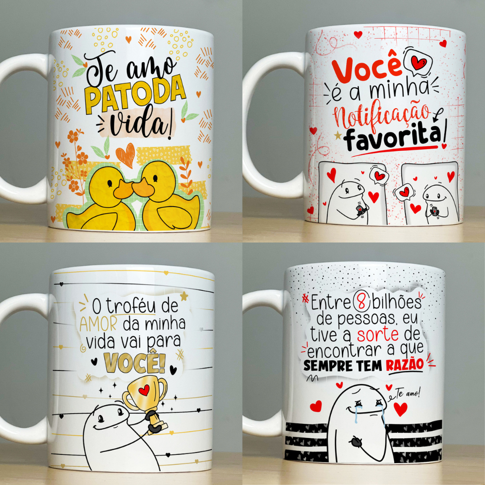 Caneca Personalizada Dia dos Namorados - Xícara de Porcelana Grande - Flork Meme - Presente Para Namorada - Cerâmica - Copo - Love - Frases Divertidas