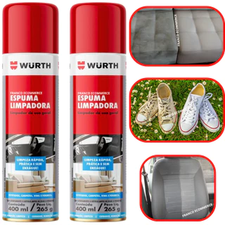 KIT 02 Espuma Magica Limpa Estofado Tenis e Uso em Geral 400ml Wurth