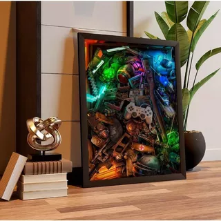 Quadro Placas Decorativas geek Grande Quarto Gamer Intenso Baú Raiz Jogos