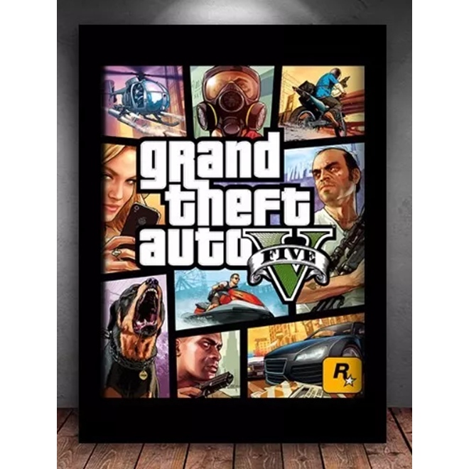 Quadro Poster Geek Gta 5 Quarto Gamer