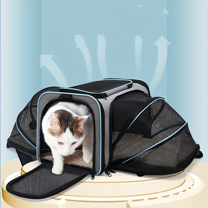 Mochila Pet Bolsa de Transporte Expansível Viagem Cachorro Gato Avião Carro Pet Bag Caixa